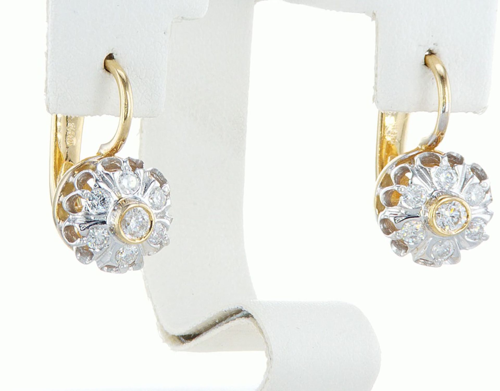 18 kt. White &Yellow gold - Earrings - 0.86 ct Diamond - Diamonds - Image 5 of 6