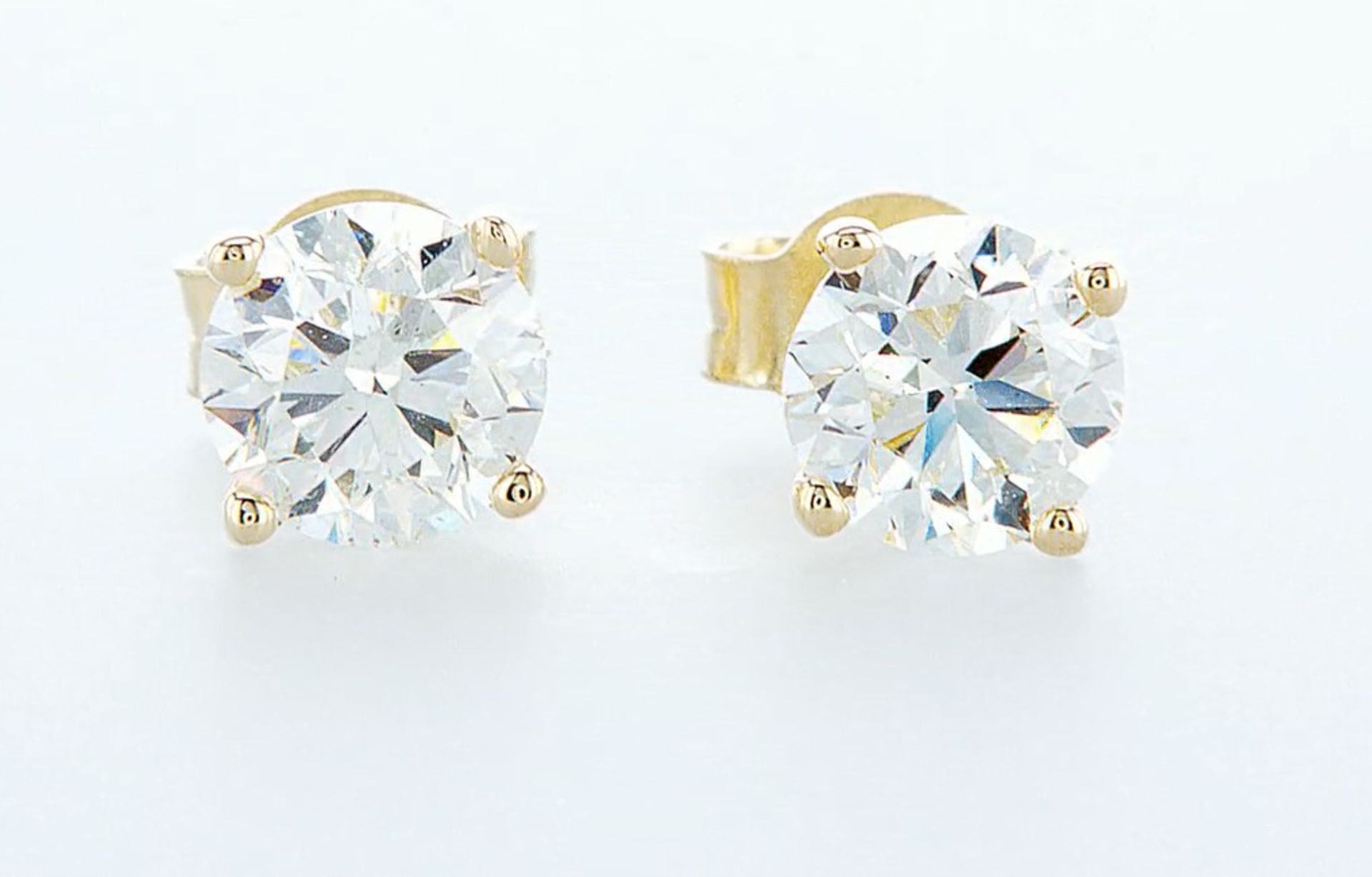 14 kt. Yellow gold - Earrings - 1.40 ct Diamond - GIA CERTS