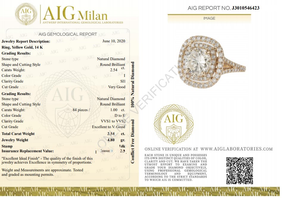 14 kt. Yellow gold - Ring - 3.54 ct Diamond - Diamonds - Image 4 of 8