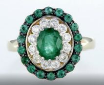 14 kt. White &Yellow gold - Ring - 2.14 ct Emerald - Diamonds