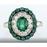 14 kt. White &Yellow gold - Ring - 2.14 ct Emerald - Diamonds