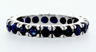 14 kt. White gold -Eternity Ring - 0.90 ct Sapphire