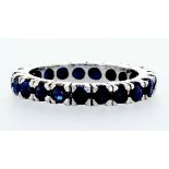 14 kt. White gold -Eternity Ring - 0.90 ct Sapphire