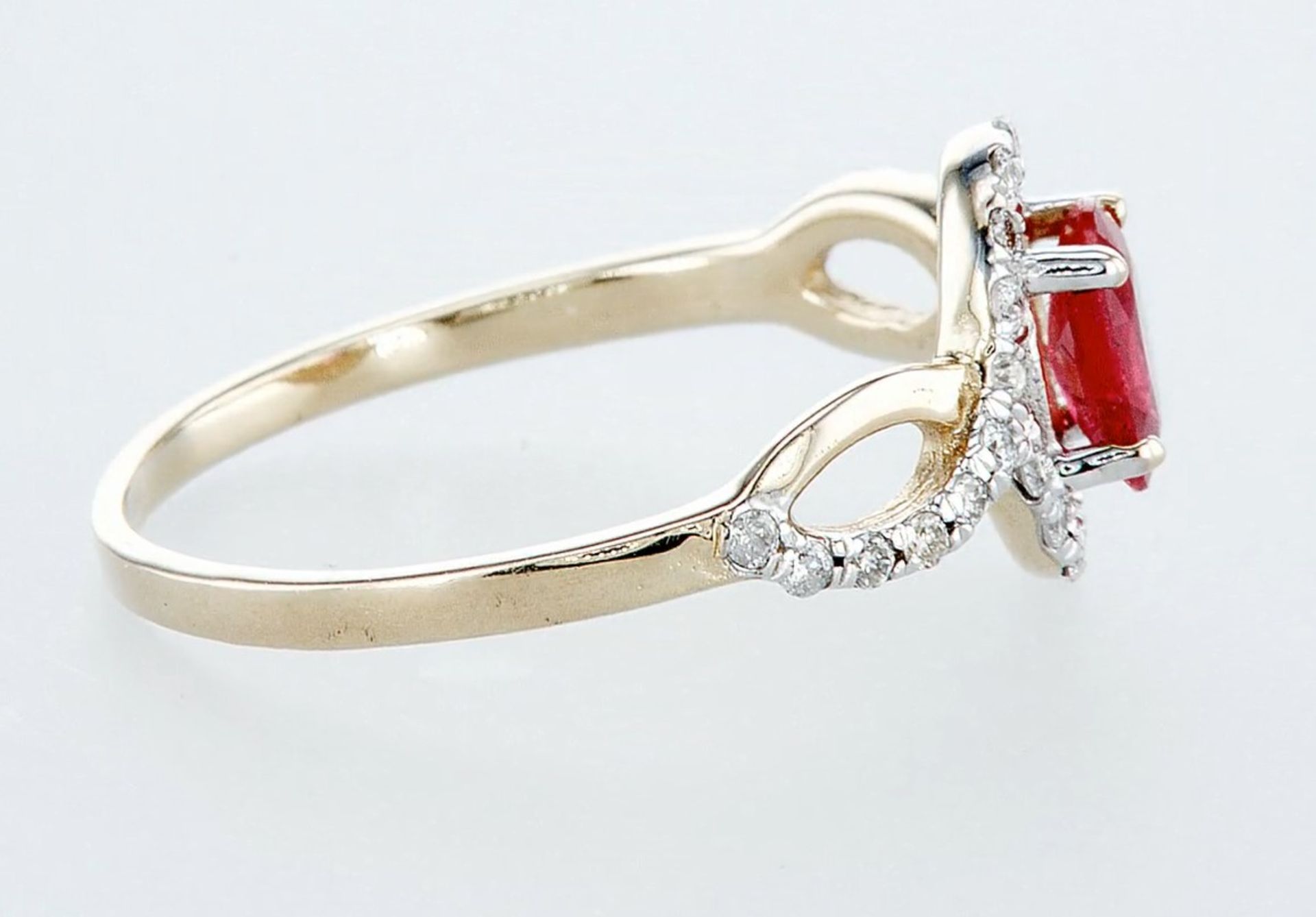 14 kt. White gold, Yellow gold - Ring - 0.59 ct Ruby - Diamonds - Image 4 of 6