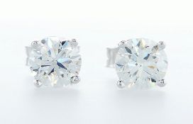 14 kt. White gold - Earrings - 1.40 ct Diamond - GIA CERTS