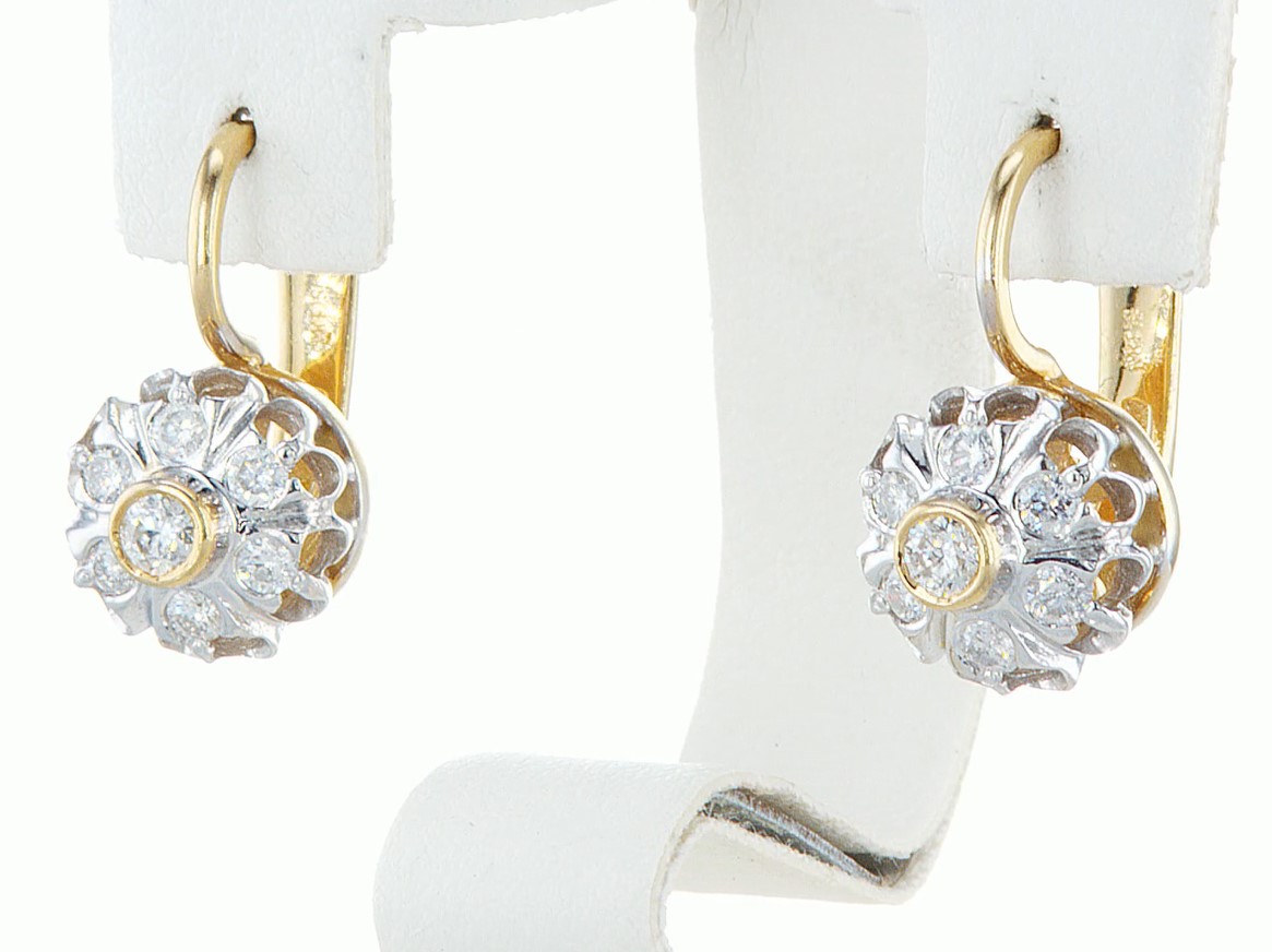 18 kt. White &Yellow gold - Earrings - 0.86 ct Diamond - Diamonds - Image 3 of 6