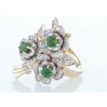 14 kt. Yellow gold - Ring - 1.54 ct Emerald - Diamonds