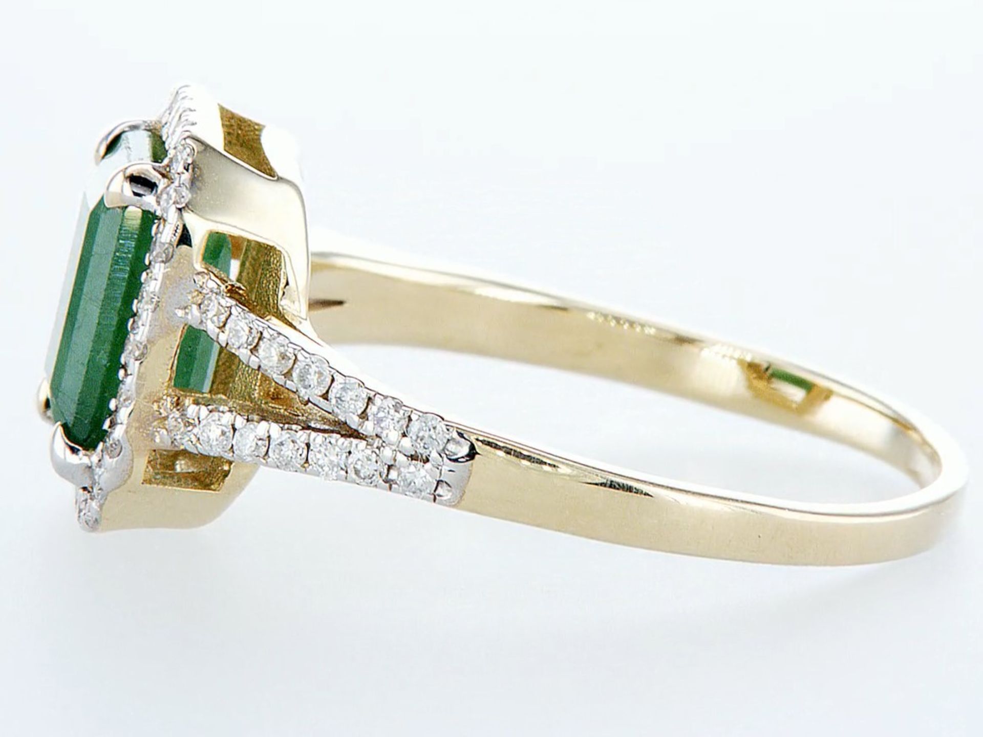 14 kt. White gold, Yellow gold - Ring - 2.01 ct Emerald - Diamonds - Image 3 of 7