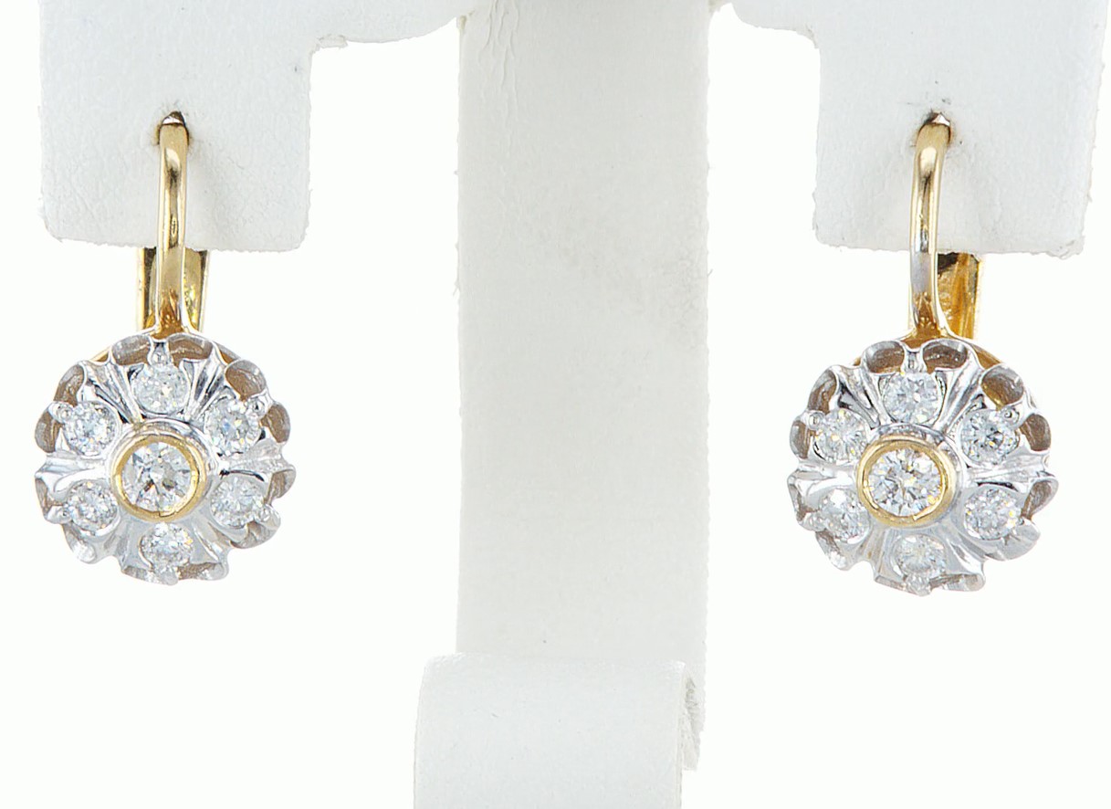 18 kt. White &Yellow gold - Earrings - 0.86 ct Diamond - Diamonds - Image 2 of 6