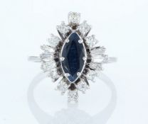 14 kt. White gold - Ring - 2.14 ct Sapphire - Diamonds