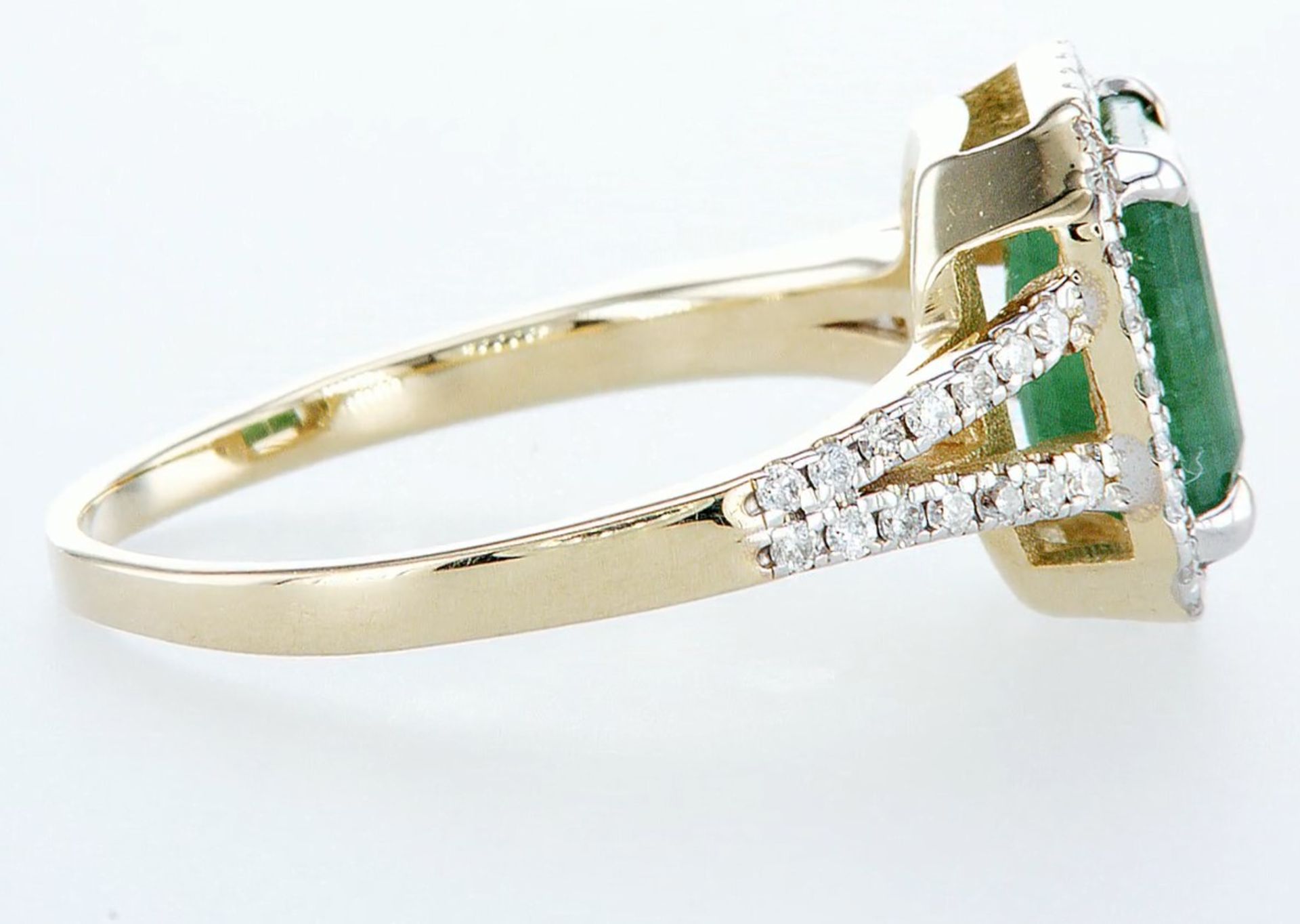 14 kt. White gold, Yellow gold - Ring - 2.01 ct Emerald - Diamonds - Image 5 of 7