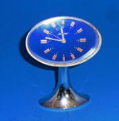 Vintage Big Ben style ALARM Desk Top JERGER CLOCK BLUE & CHROME Sputnik GERMANY