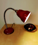 Vintage Mid Century Retro flexible industrial desk table lamp Brass Goose neck Cast Iron Base