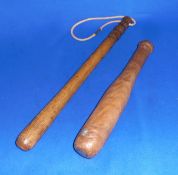 Vintage Weighted Cosh and Truncheon X 2 Wooden Hunting Fishing Priest