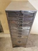 Vintage Metal 9 DrawerS Filing Cabinet Multi Drawer Stripped Man/Women Cave Garage Shed