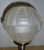 Art Deco Column Lamp with Frosted Glass Brass Chrome in A still of Star Wars Death star in my eyes