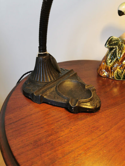 Antique Vintage Desk Lamp Features adjustable goose neck with period base. All original - Image 5 of 5