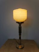 Large Lamp With Beehive Lamp Shade Solid Brass Art Deco