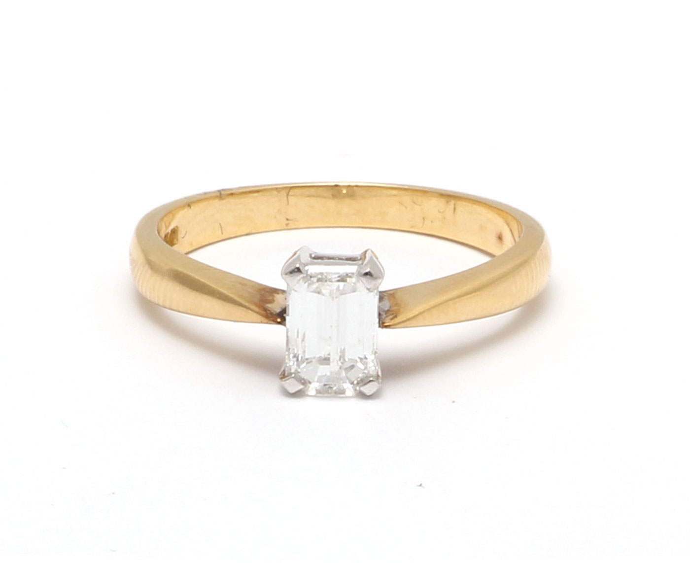 18ct Single Stone Emerald Cut Diamond Ring 0.72 Carats - Image 5 of 8