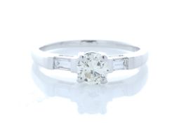 18ct White Gold Baguette Shoulder Set Diamond Ring 0.67 Carats