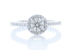 18ct White Gold Halo Set Diamond Ring 0.90 Carats