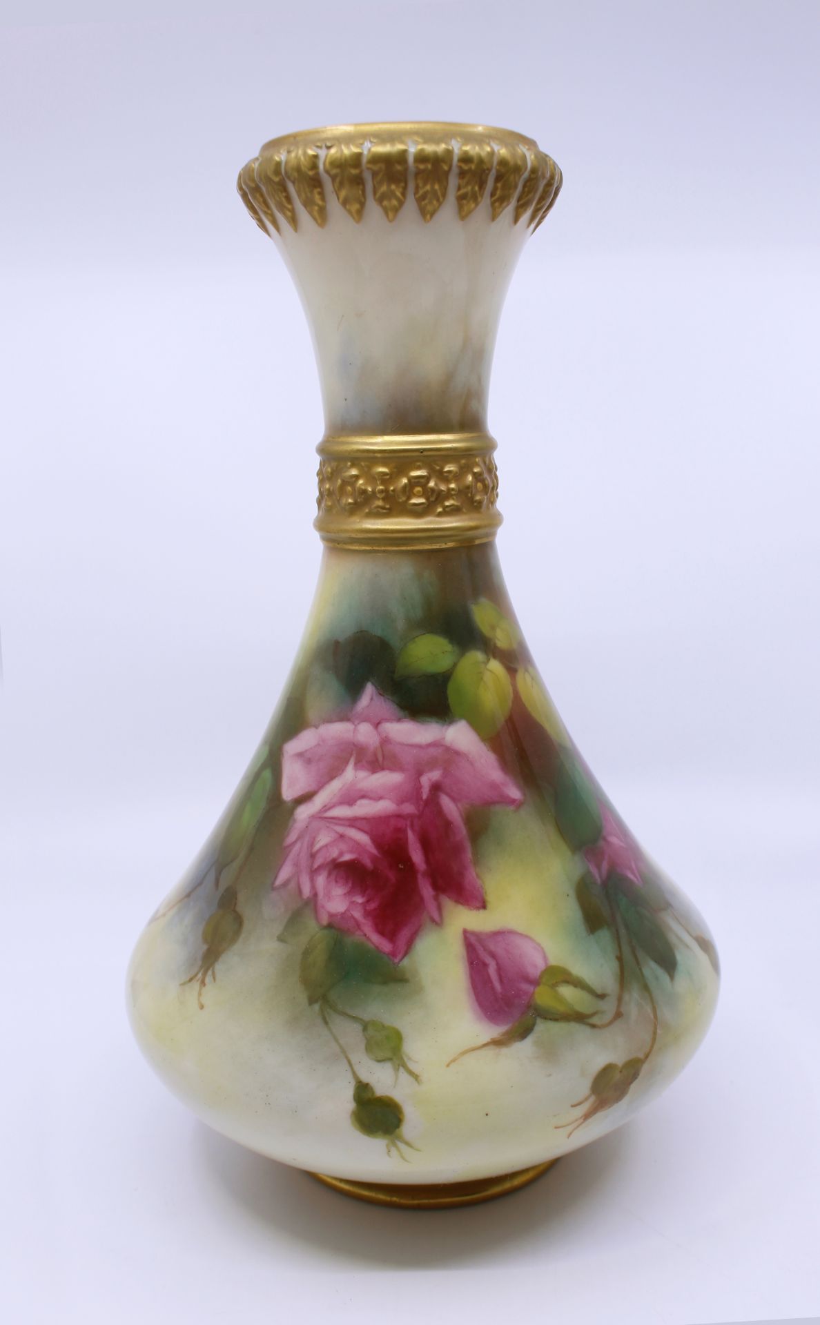 Pair of Royal Worcester Floral Blush 2187 Vases 1917 - Image 9 of 12
