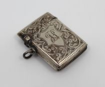 Engraved Sterling Silver Vesta Case Birmingham 1915