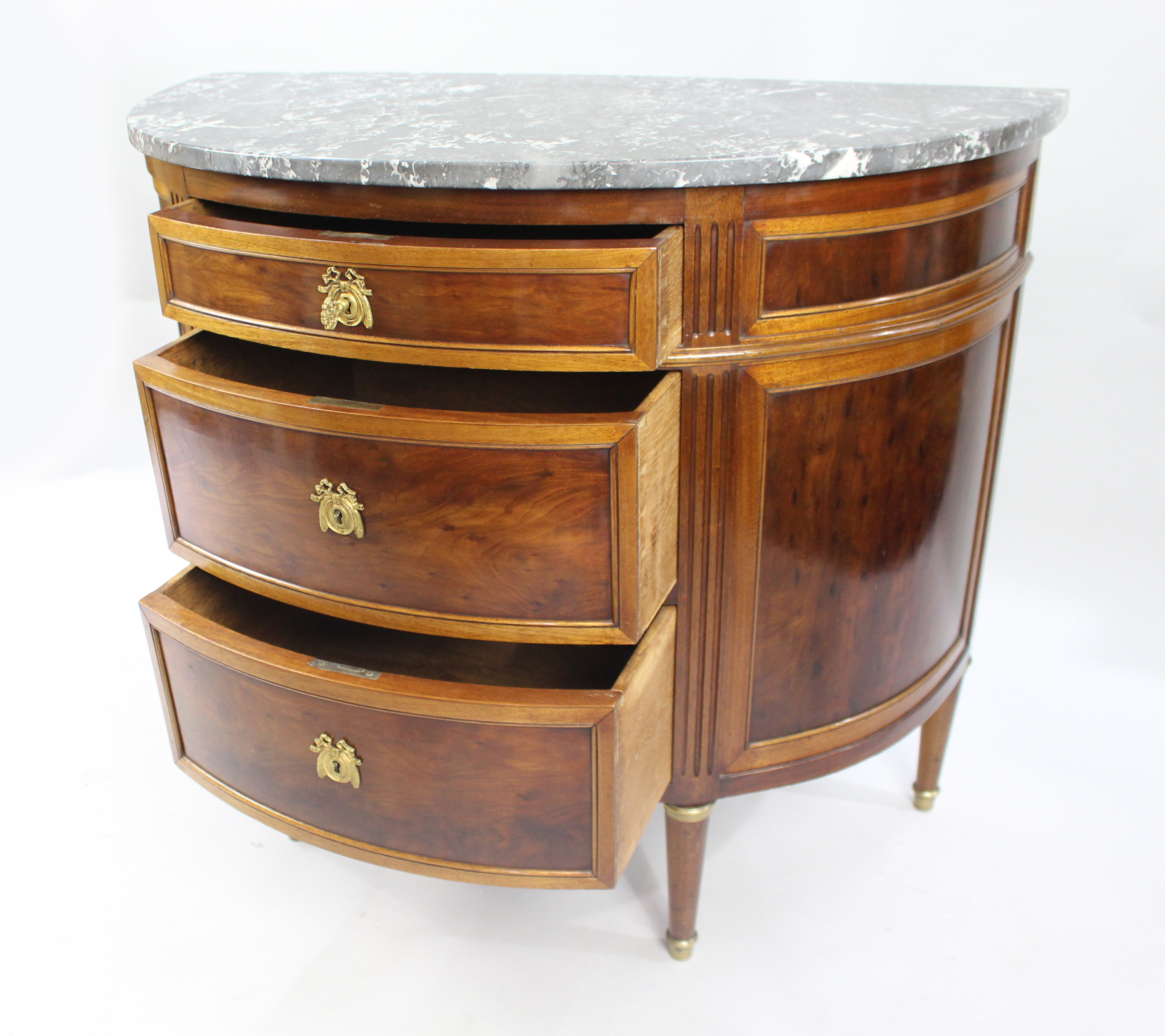 19th c. Demilune Marble Topped Mahogany Commode - Image 2 of 2