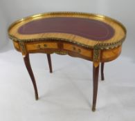 French Kidney Shaped Galleried Inlaid Desk