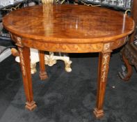 Fine Burr Walnut Carved Gilt Oval Centre Table c.1860