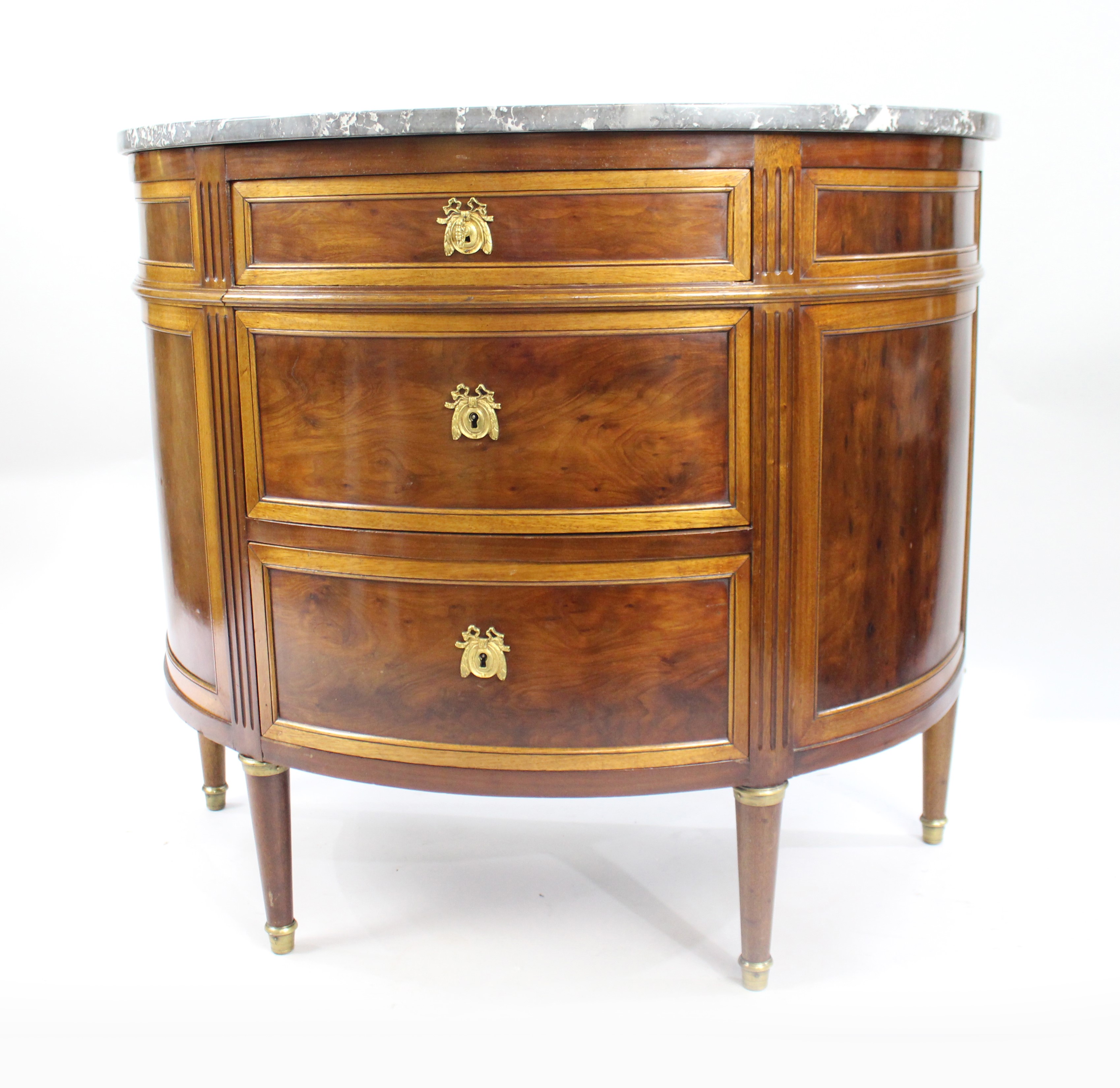 19th c. Demilune Marble Topped Mahogany Commode - Image 5 of 8