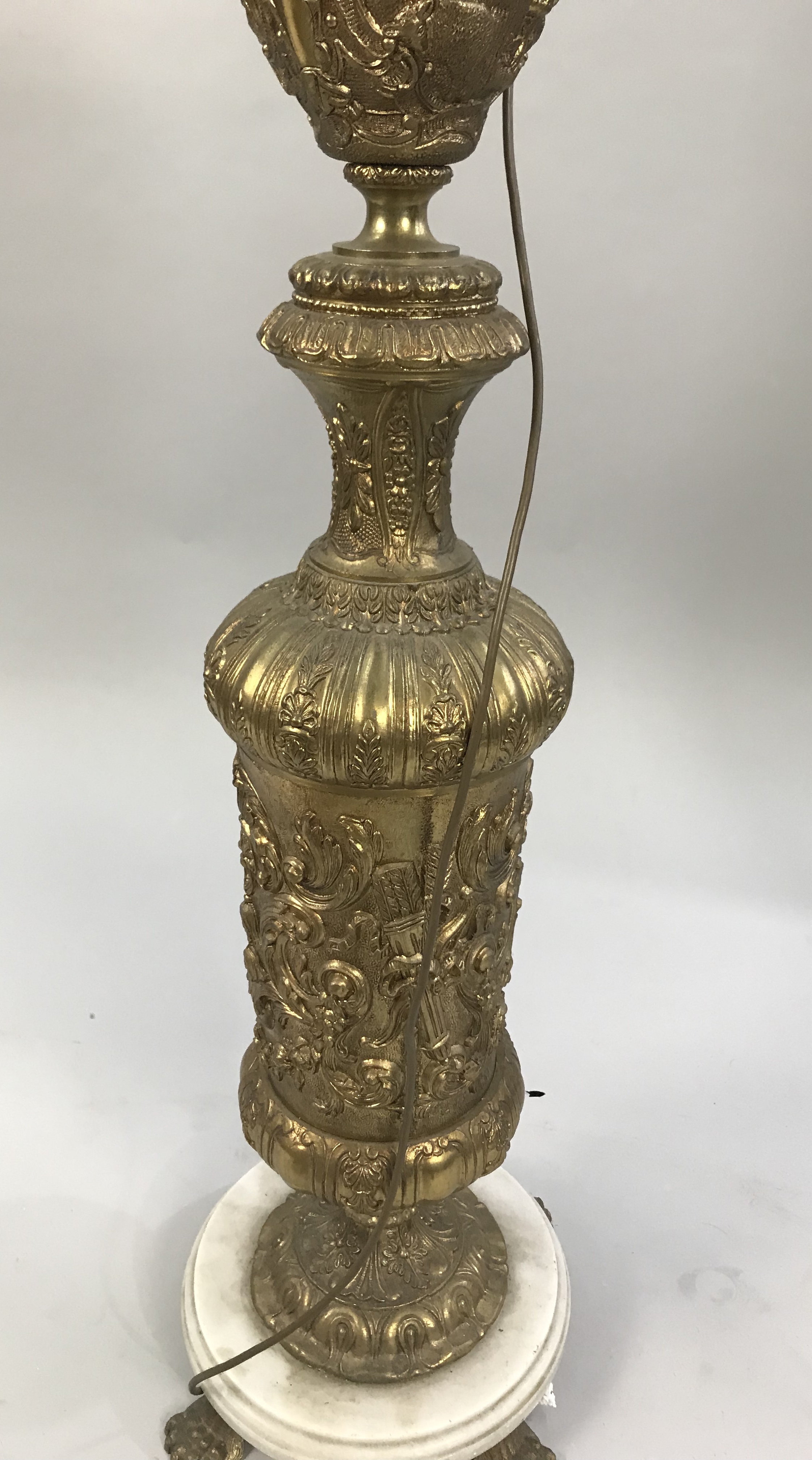 Ornate Heavy Brass & Marble Standard Lamp - Image 7 of 12