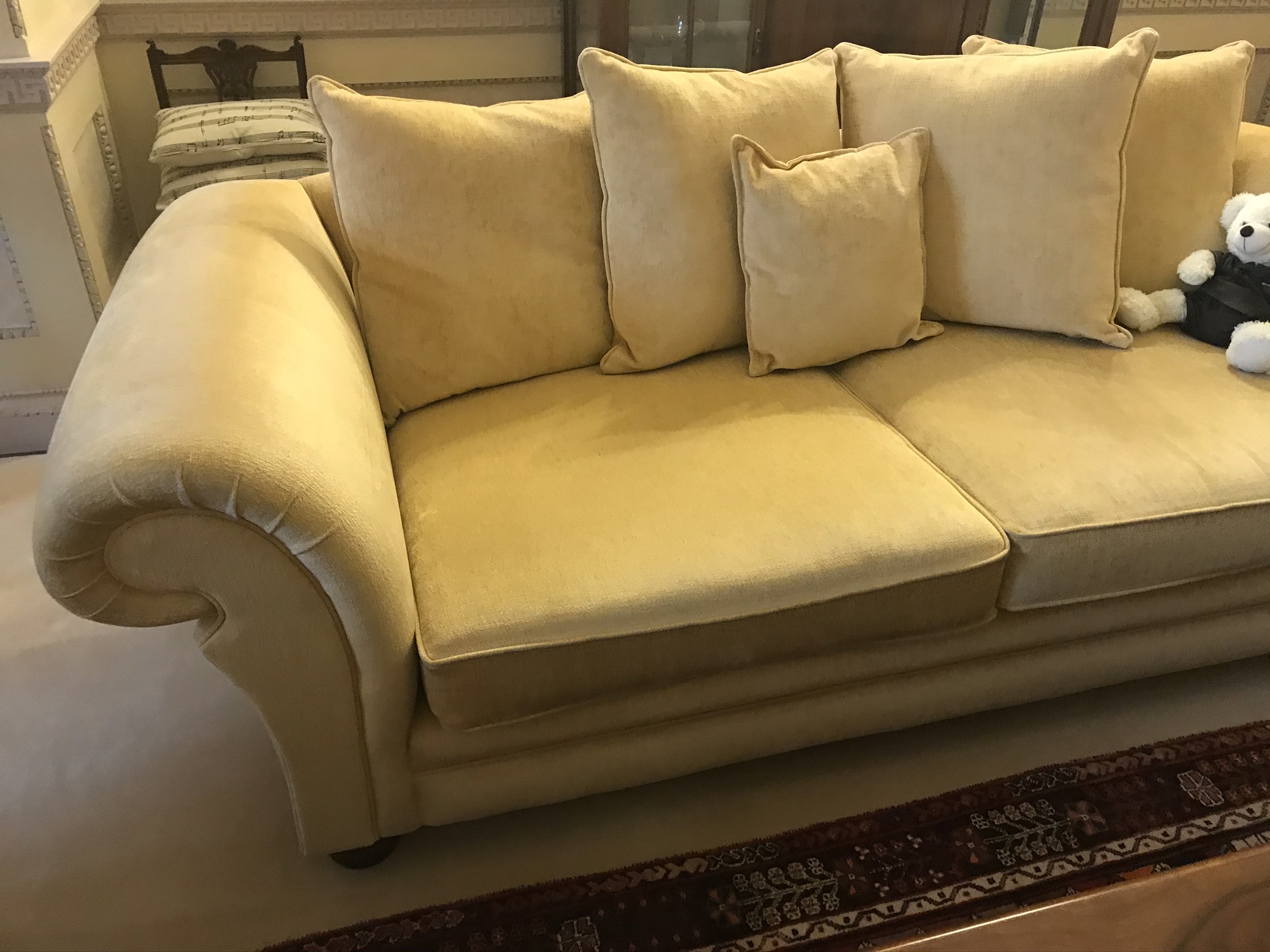 Large Light Gold Upholstered Classic Sofa - Image 2 of 6