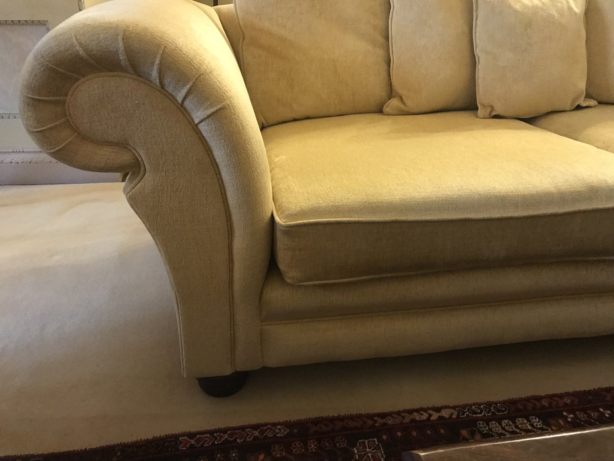 Large Light Gold Upholstered Classic Sofa - Image 3 of 6