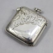 Engraved Edwardian Silver Vesta Case Birmingham 1907