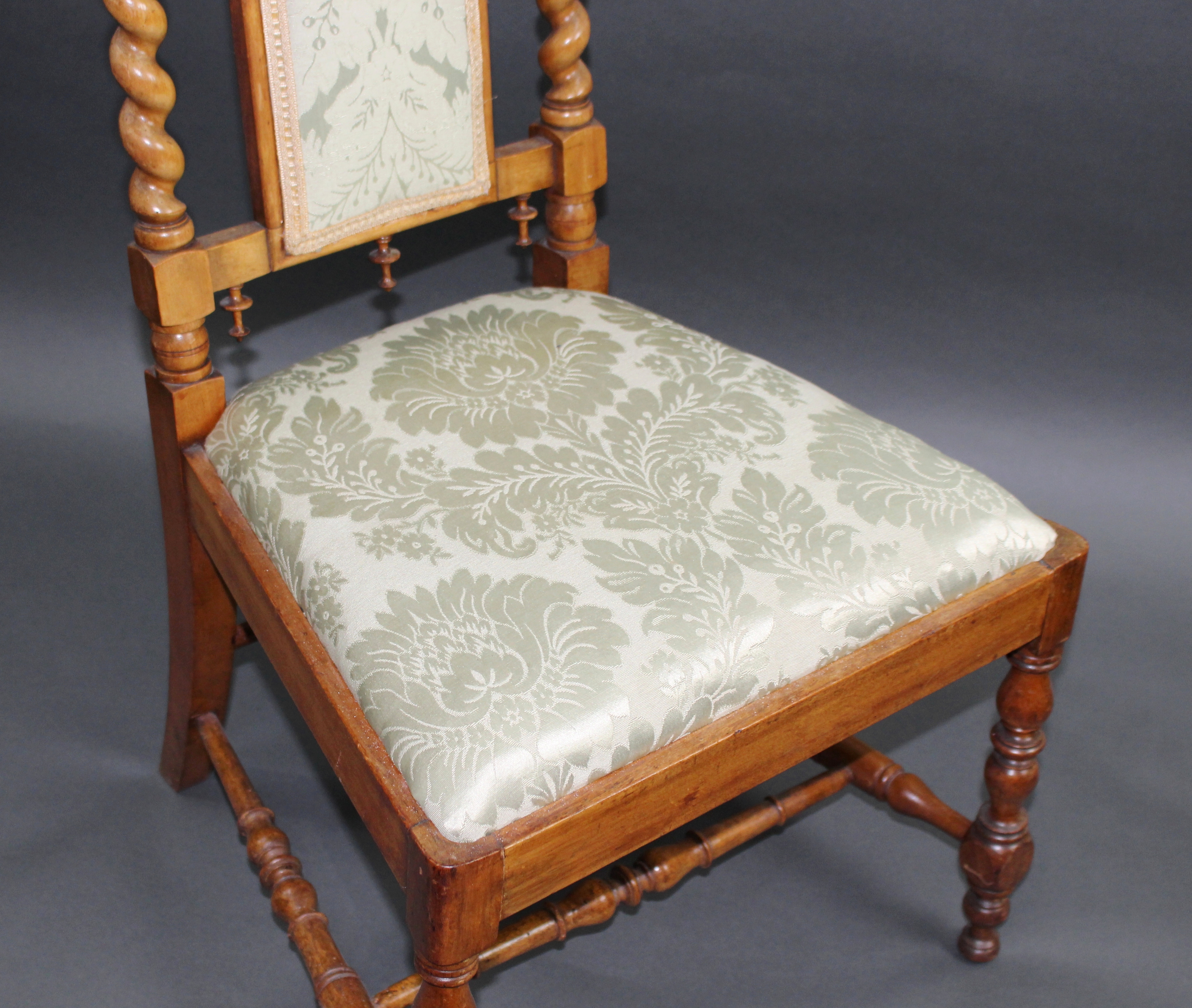 Elegant Satinwood Upholstered Barley Twist Nursing Chair - Image 6 of 10