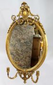 Victorian Oval Gilt Gesso Girandole Mirror