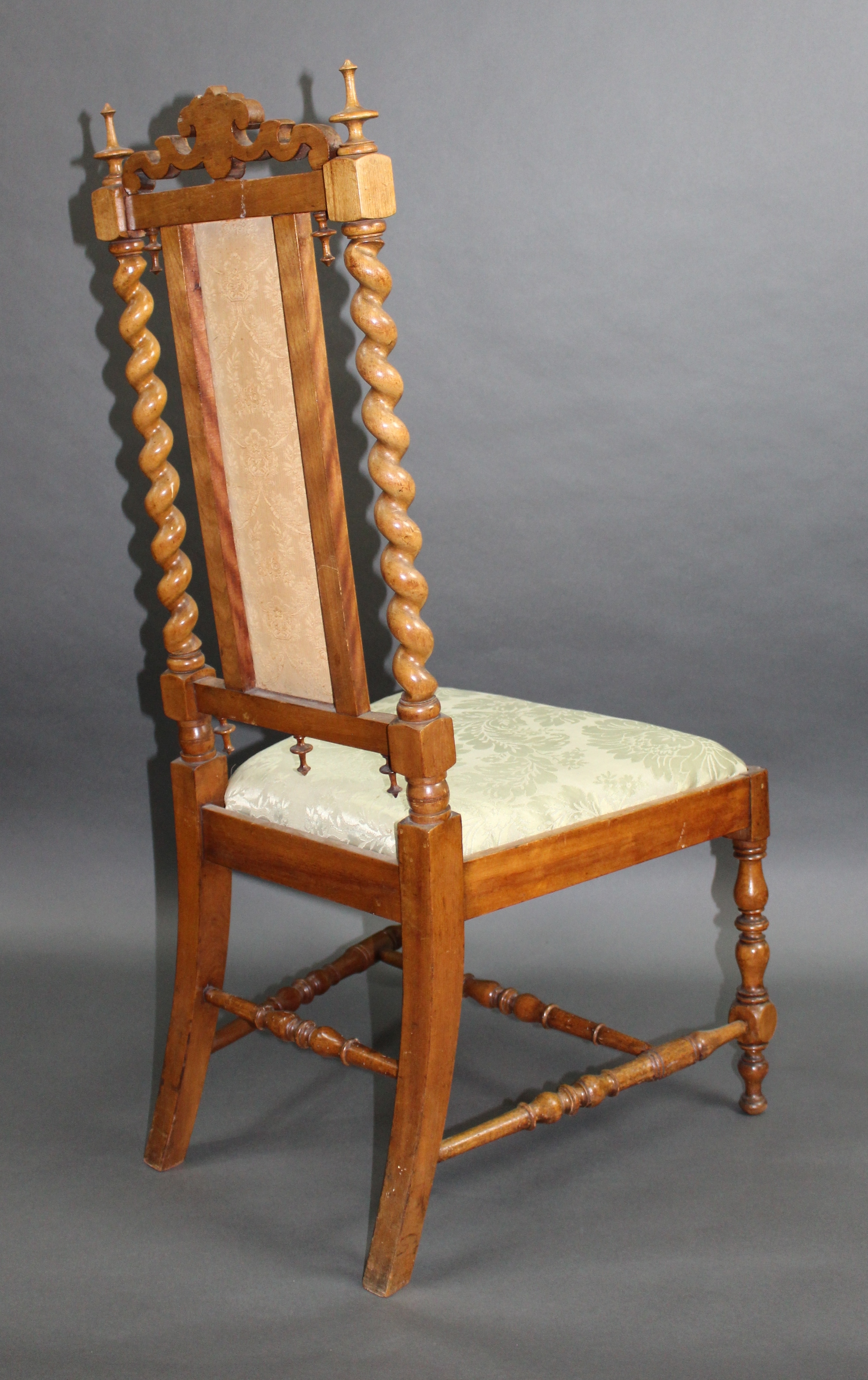 Elegant Satinwood Upholstered Barley Twist Nursing Chair - Image 4 of 10