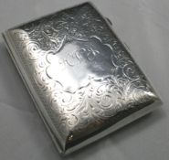 Edwardian Silver Engraved Hip Cigarette Case Birmingham 1906