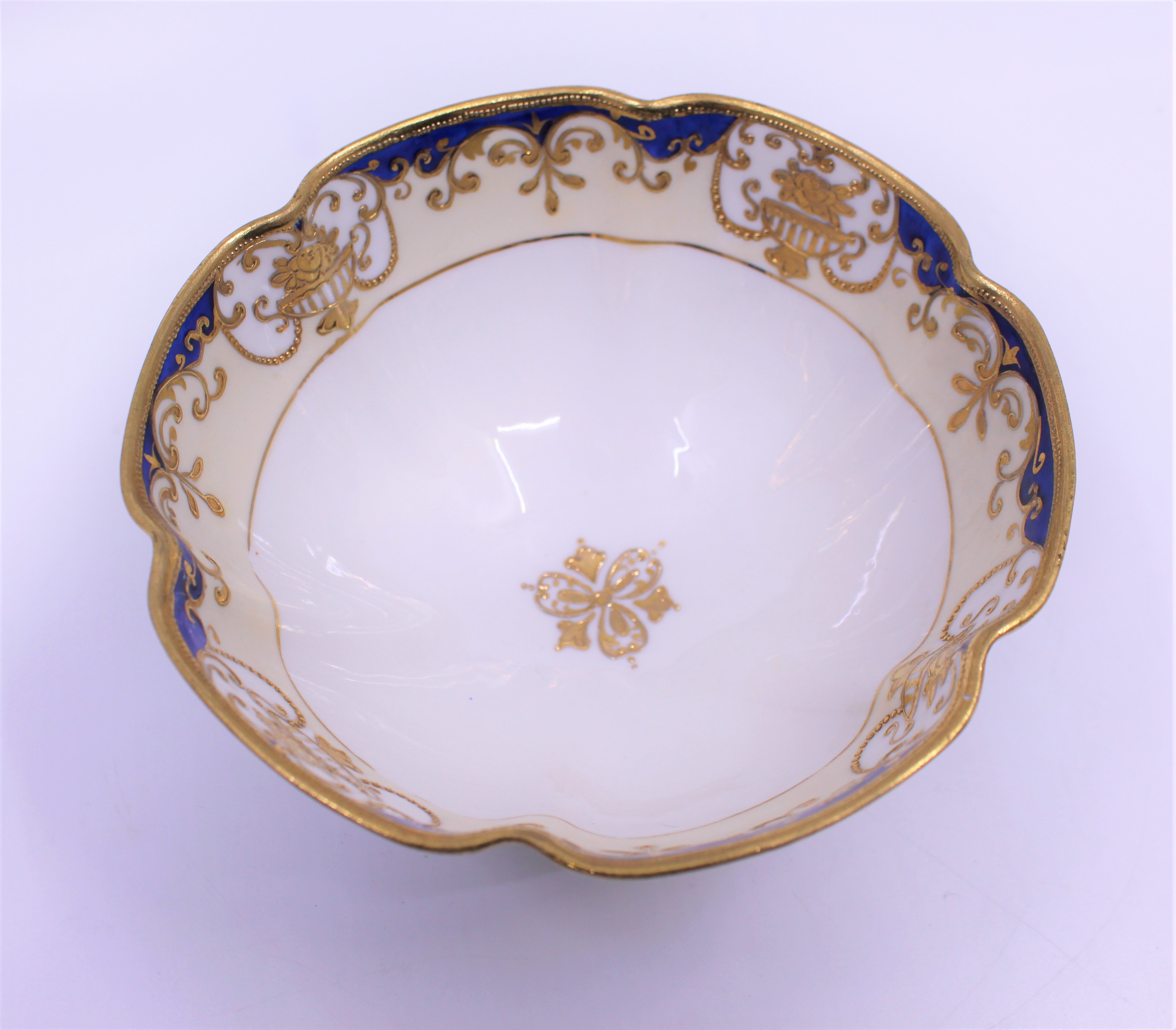 Noritake White, Cobalt & Gilded Footed Bowl - Image 3 of 6