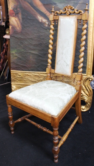 Elegant Satinwood Upholstered Barley Twist Nursing Chair - Image 3 of 10
