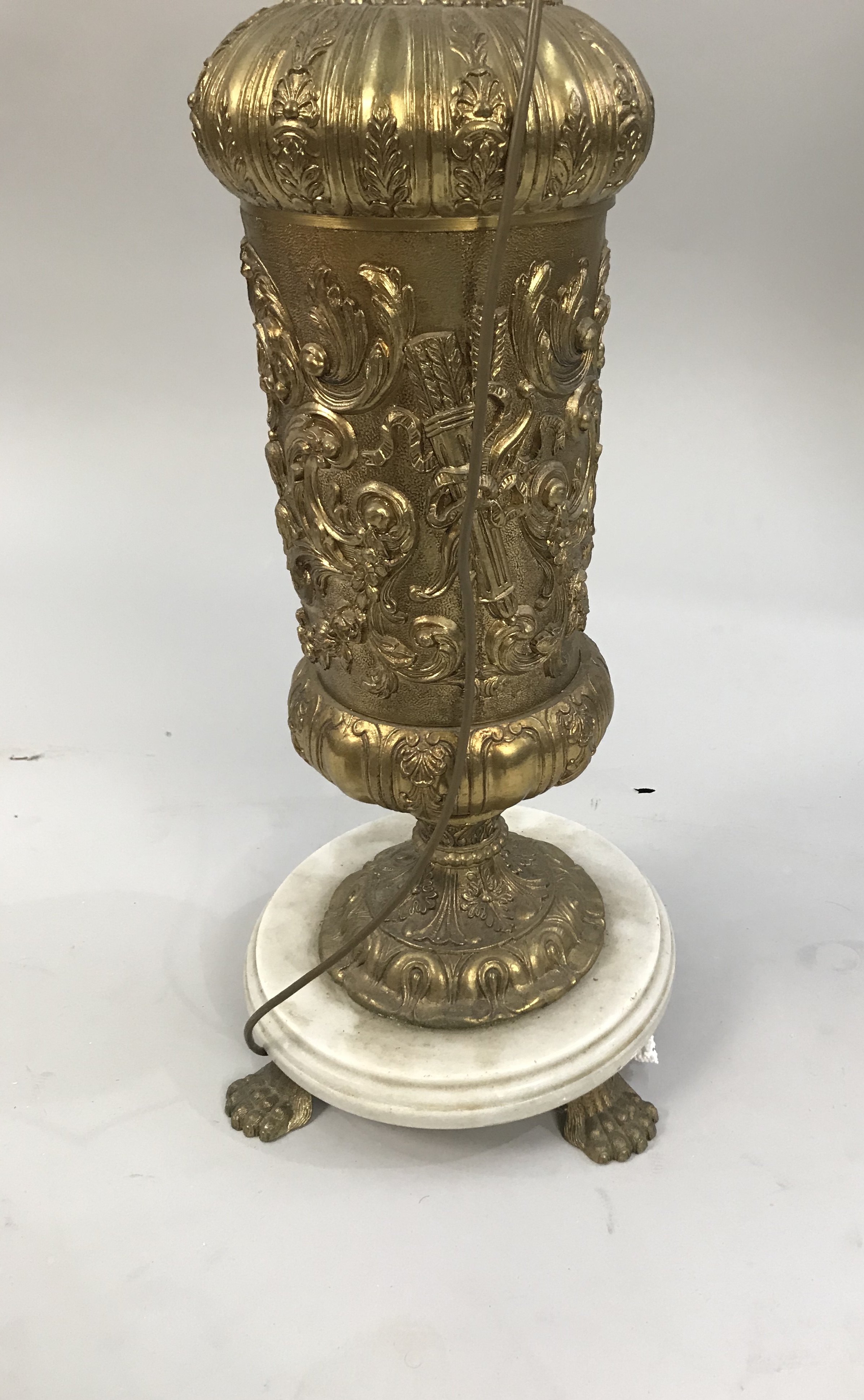 Ornate Heavy Brass & Marble Standard Lamp - Image 8 of 12