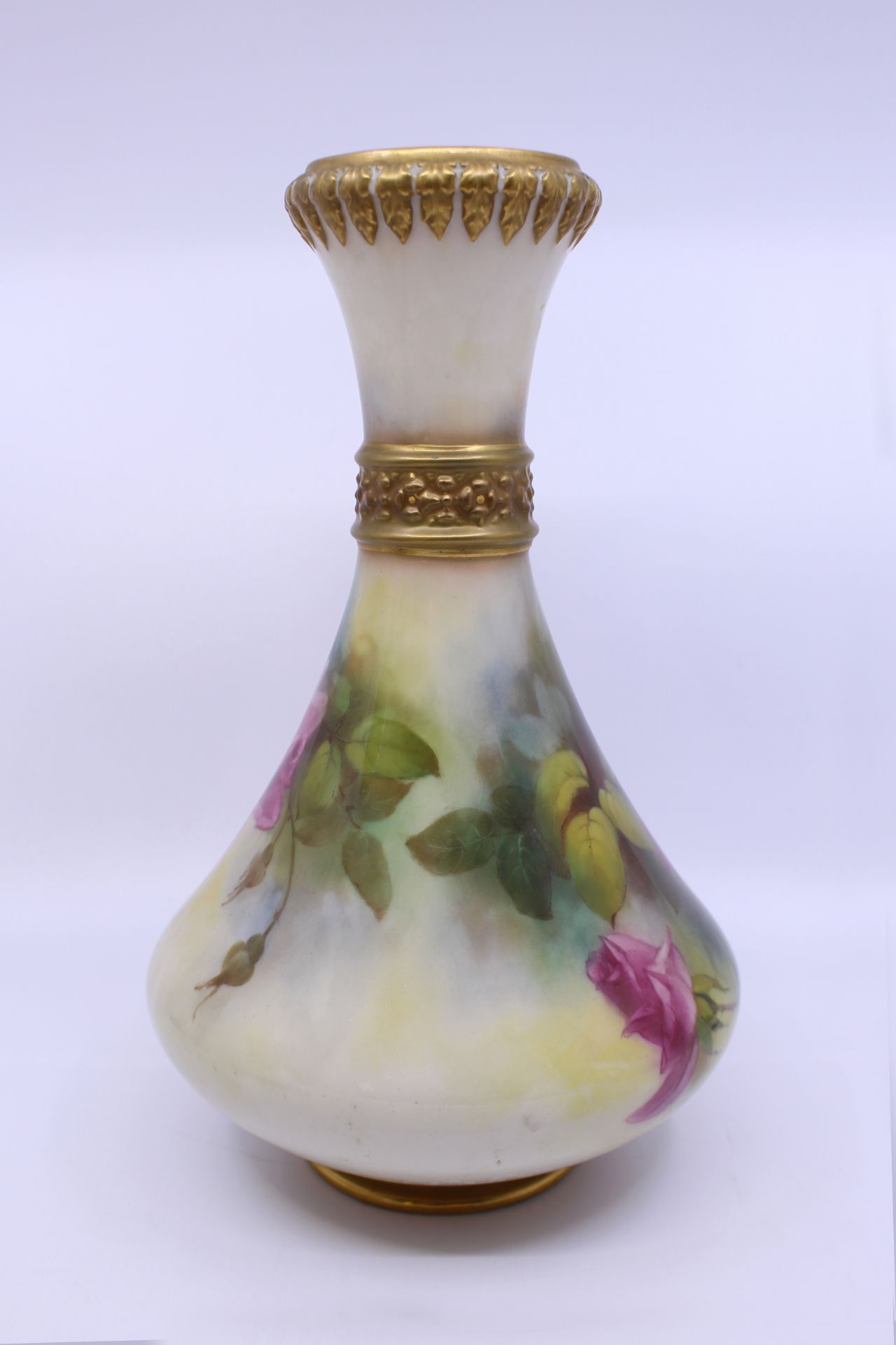 Pair of Royal Worcester Floral Blush 2187 Vases 1917 - Image 2 of 12