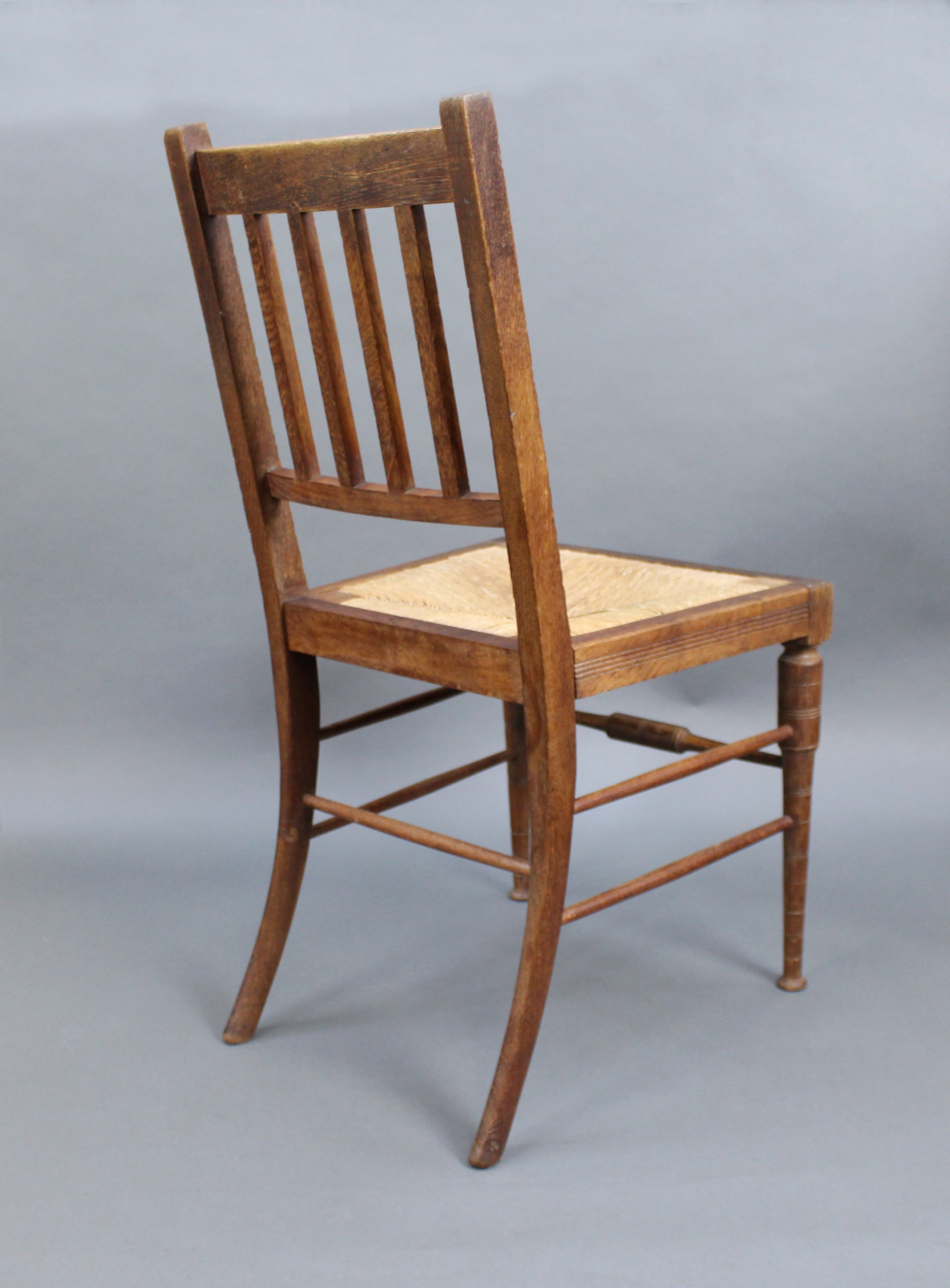 Edwardian Beech Occasional Chair with Rush Seat - Image 2 of 2
