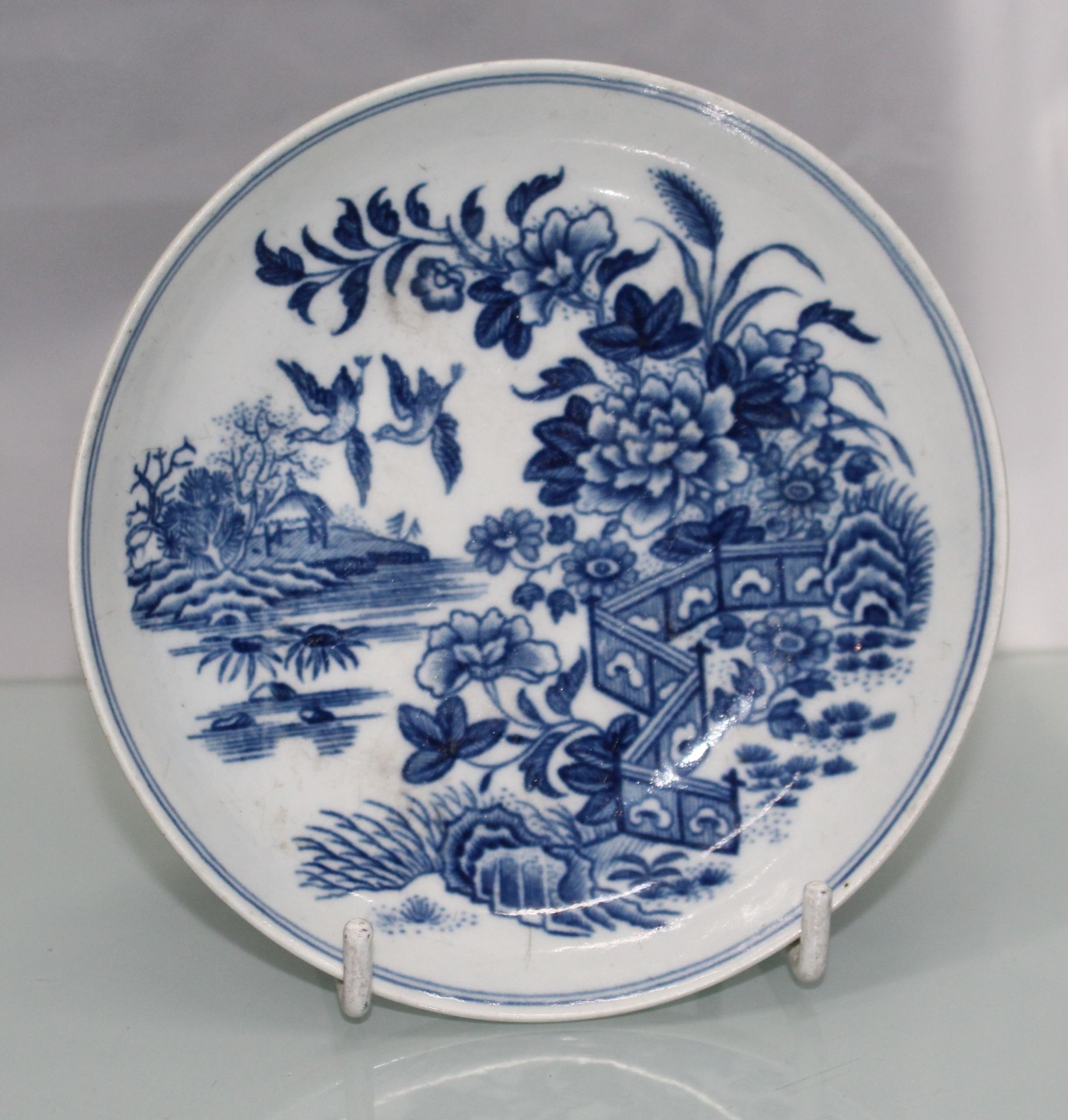 Royal Worcester Dr Wall First Period Blue & White Fence Pattern Cup & Saucer - Image 2 of 6