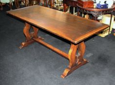 Heavy Antique Style Oak Refectory Table