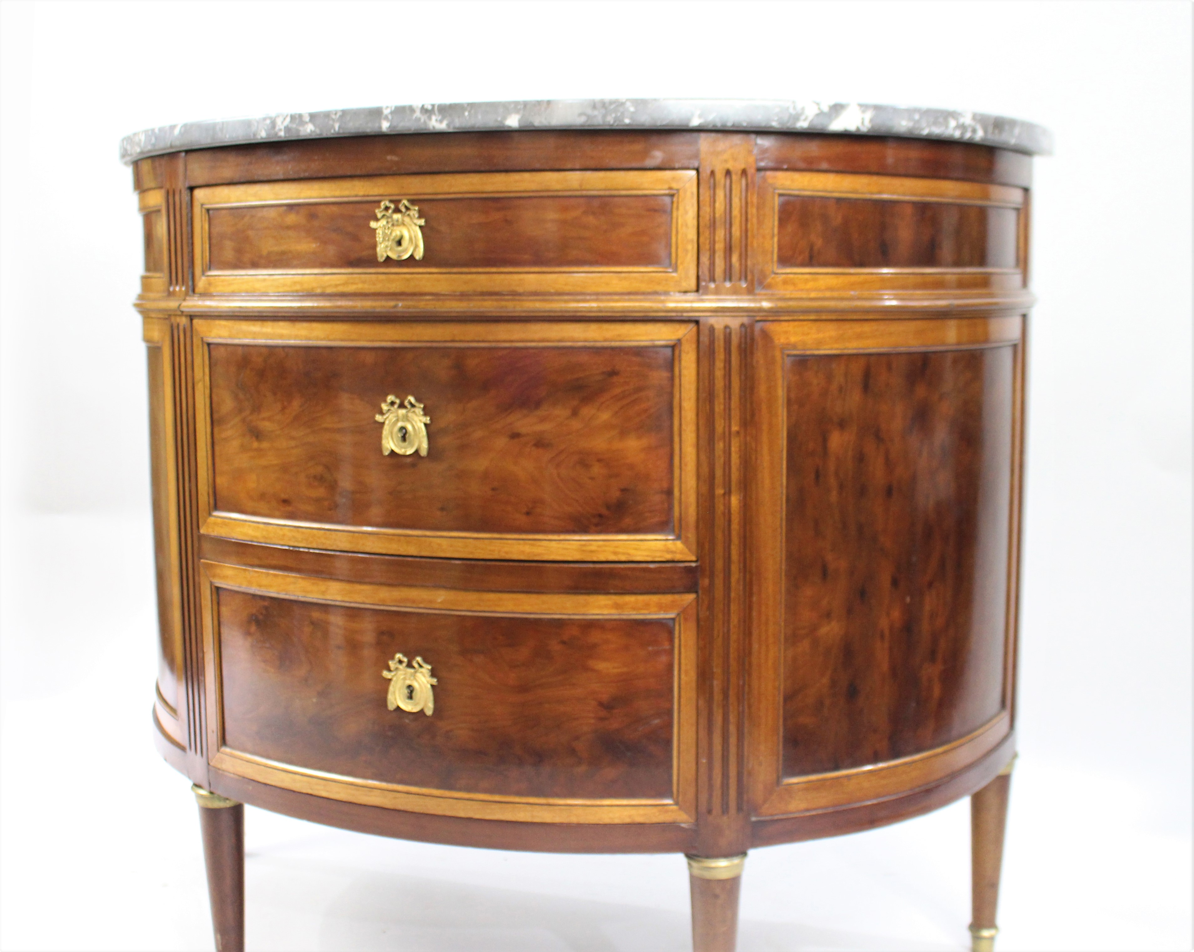 19th c. Demilune Marble Topped Mahogany Commode - Image 2 of 8