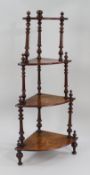 Late Victorian Inlaid Walnut Whatnot Shelves