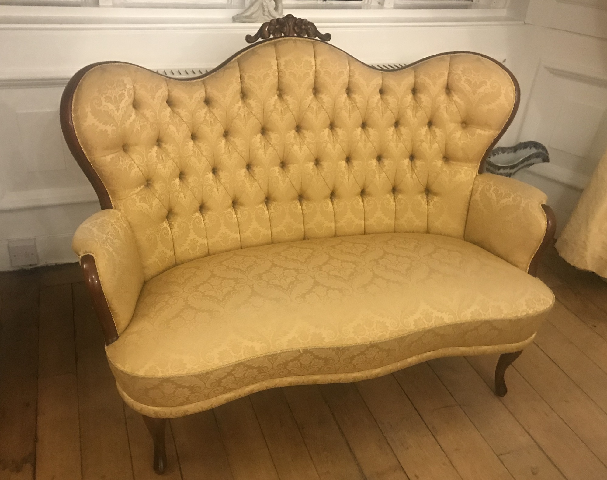 Two Seater Swept Back Upholstered Sofa