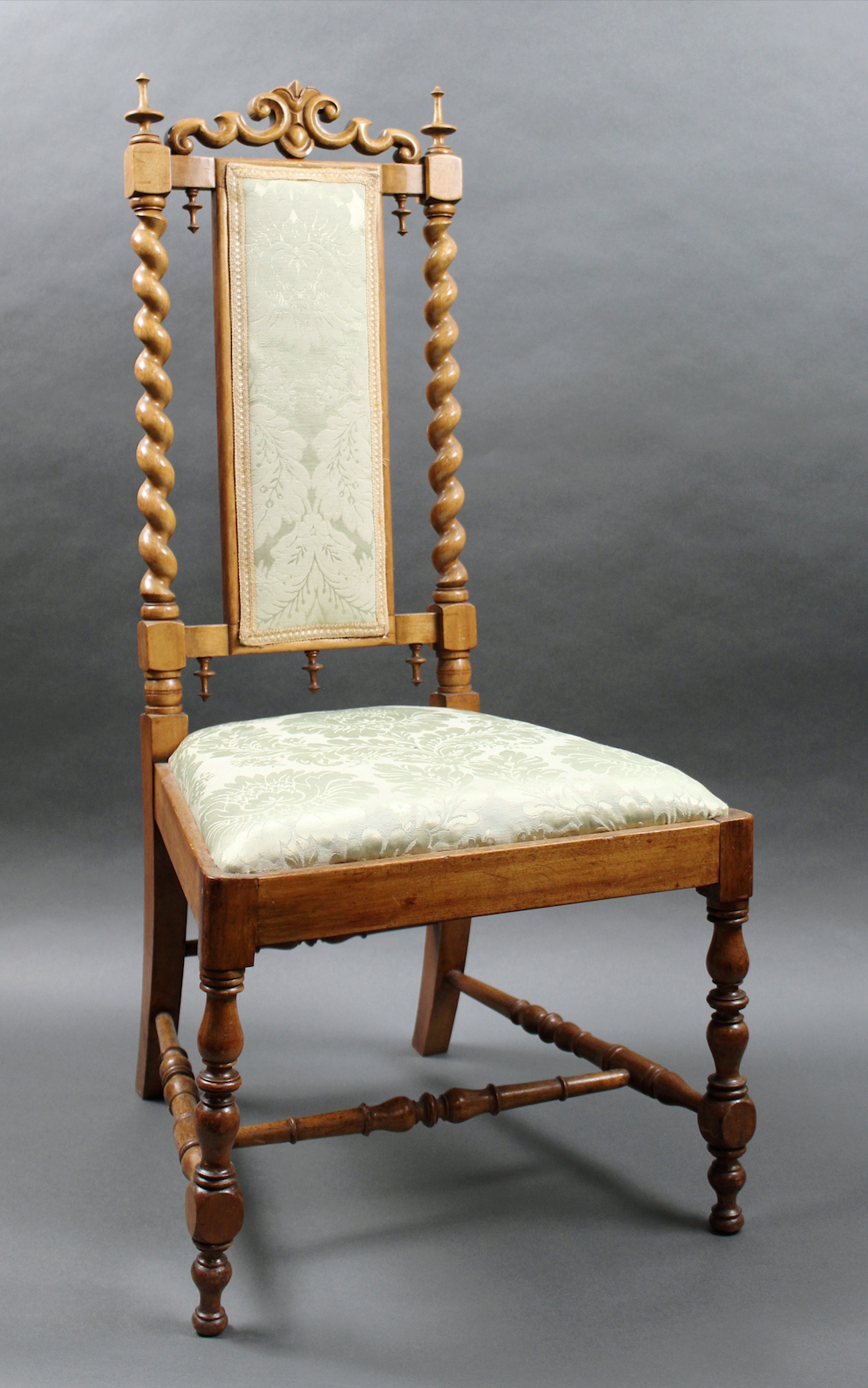 Elegant Satinwood Upholstered Barley Twist Nursing Chair